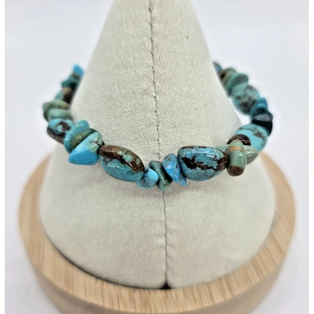 American Turquoise Gemstone Bracelet Natural Stretchy 6.25